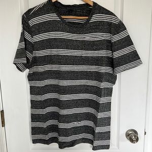 Simons grey and white striped t shirt with pocket size XL